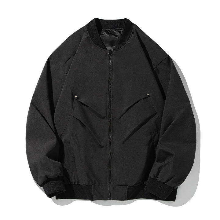 Unisex Oversized Bomber Jacket in Utility Look with Stand Collar and Concealed Flap Pockets Mune Fashion