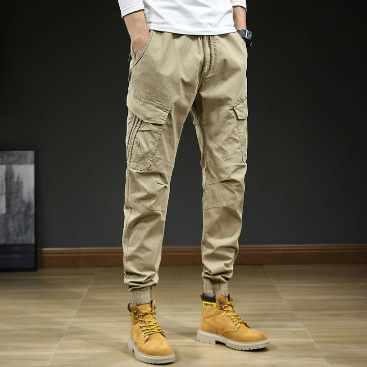 Men's Tapered Cargo Jogger with Ribbed Ankle Cuffs and Reinforced Knee Panels Mune Fashion
