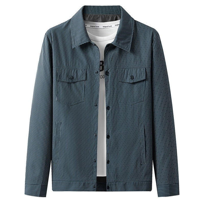 Men Striped Shirt Jacket Mune Fashion
