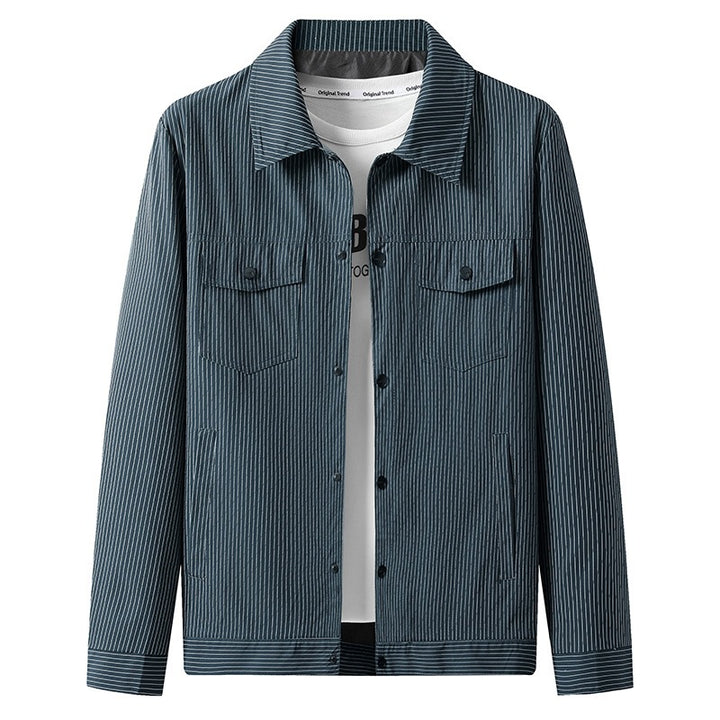 Men Striped Shirt Jacket Mune Fashion