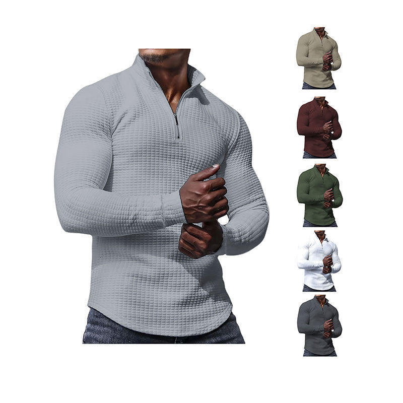 Men's tailored thermo half-zip pullover with waffle texture and standing collar Mune Fashion