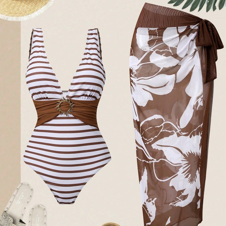 Women's Stylish Swimsuit with Adjustable Straps and Matching Pareo Mune Fashion