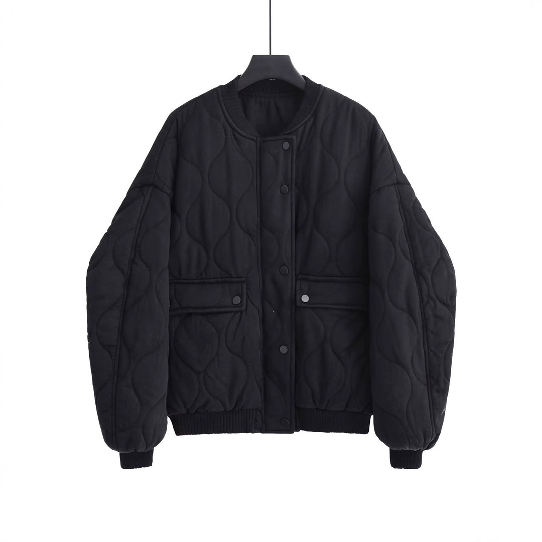 Women's Quilted Bomber Jacket with Organic Quilting and Snap Front Mune Fashion