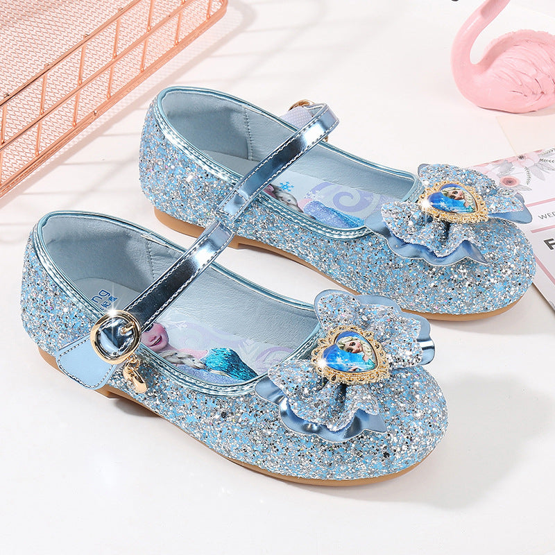 Girls Glittering Ballet Flats with Flower Decor Mune Fashion