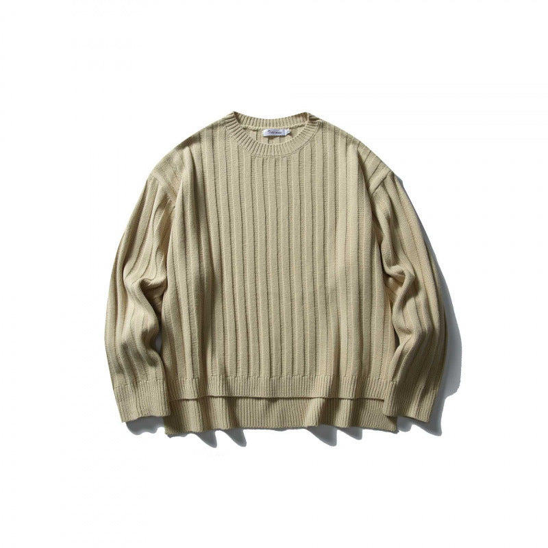 Unisex Grob Ribbed Oversize Knit Sweater with Round Neck and Extended Hem Mune Fashion