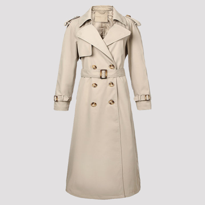 Women's Stylish Long Trench Coat with Belt Mune Fashion