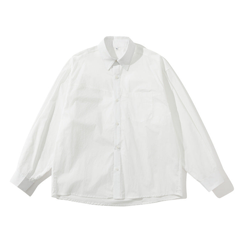 Unisex Lightweight Oversize Shirt in Boxy Cut with Chest Pocket and Rounded Hem Mune Fashion
