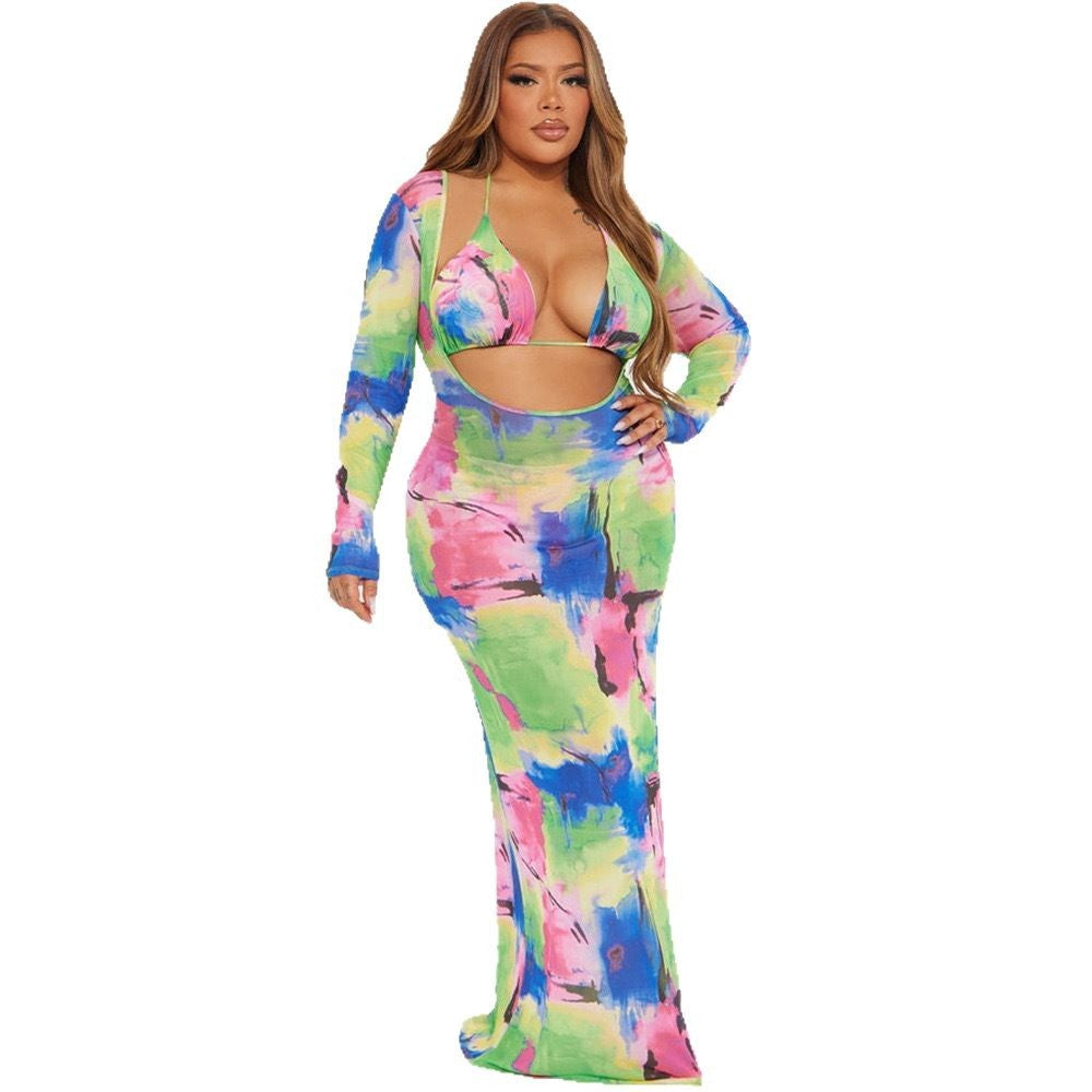 Women Elegant Maxi Dress with Modern Animal Print Mune Fashion