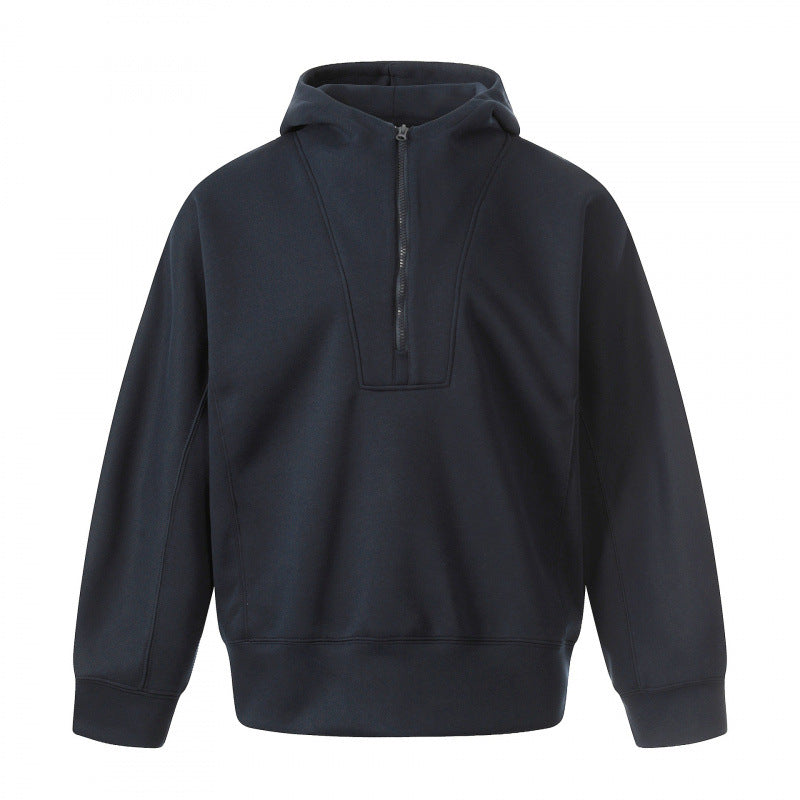 Men's Boxy Hoodie with Half Zipper, Reinforced Placket and Clean Minimal Design Mune Fashion