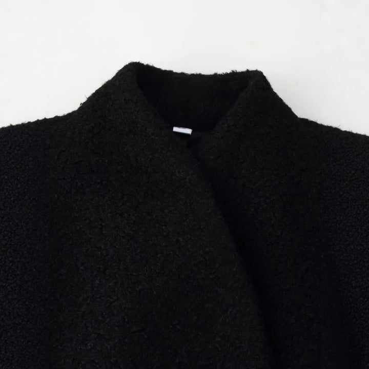 Women's Collarless Boucle Jacket with Tailored Darts and Flap Pockets Mune Fashion
