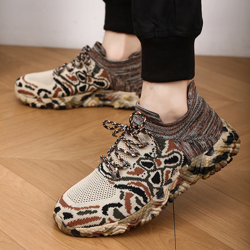 Unisex knitted sock sneaker with camouflage patterned, shock-absorbing sole Mune Fashion