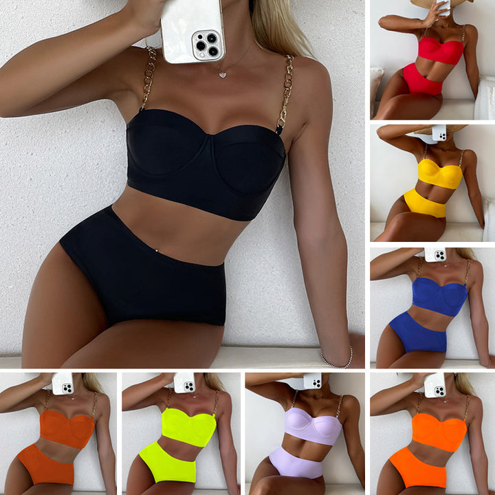 Women's Bustier Bikini with Fashionable Chain Straps Mune Fashion