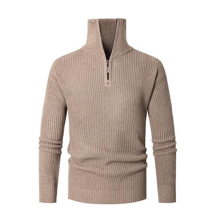 Men's structured half-zip sweater with high collar, robust rib structure and elastic cuffs Mune Fashion