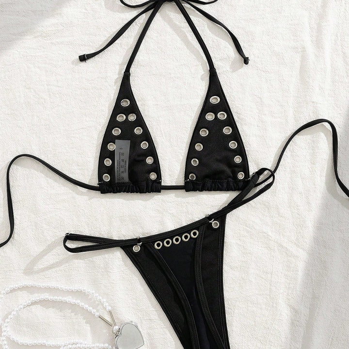 Women's Triangle Bikini Set with Glamorous Decorative Details Mune Fashion