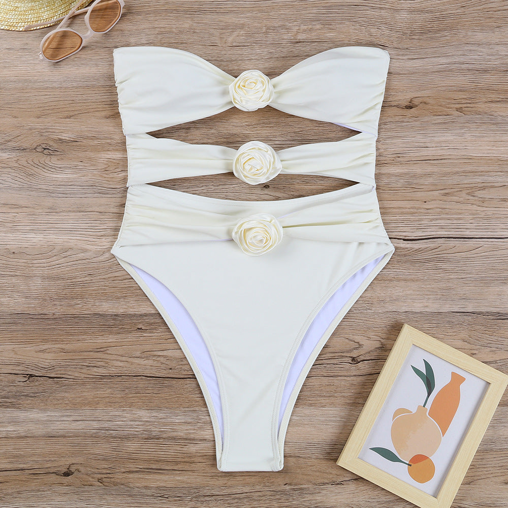 Women's One-Piece Swimsuit with Floral Design and Innovative Cut-Outs Mune Fashion