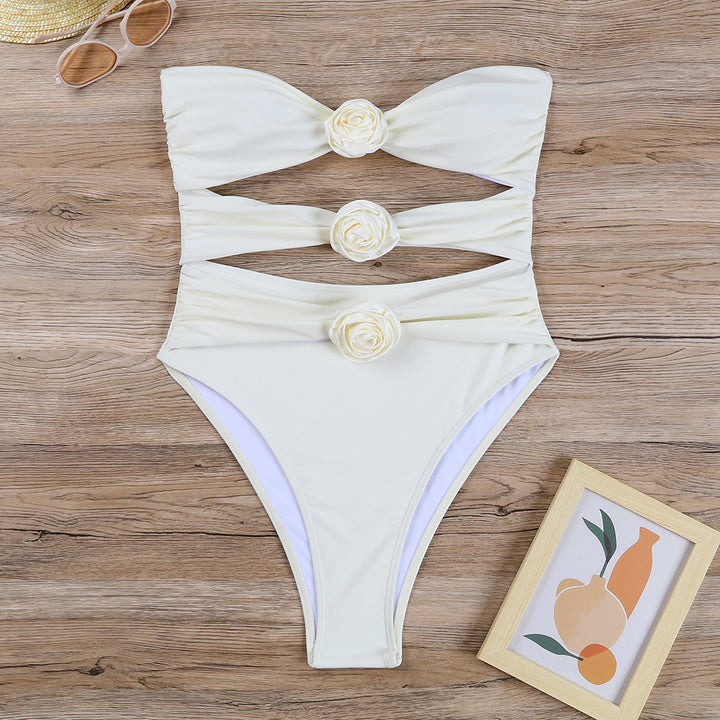 Women's One-Piece Swimsuit with Floral Design and Innovative Cut-Outs Mune Fashion
