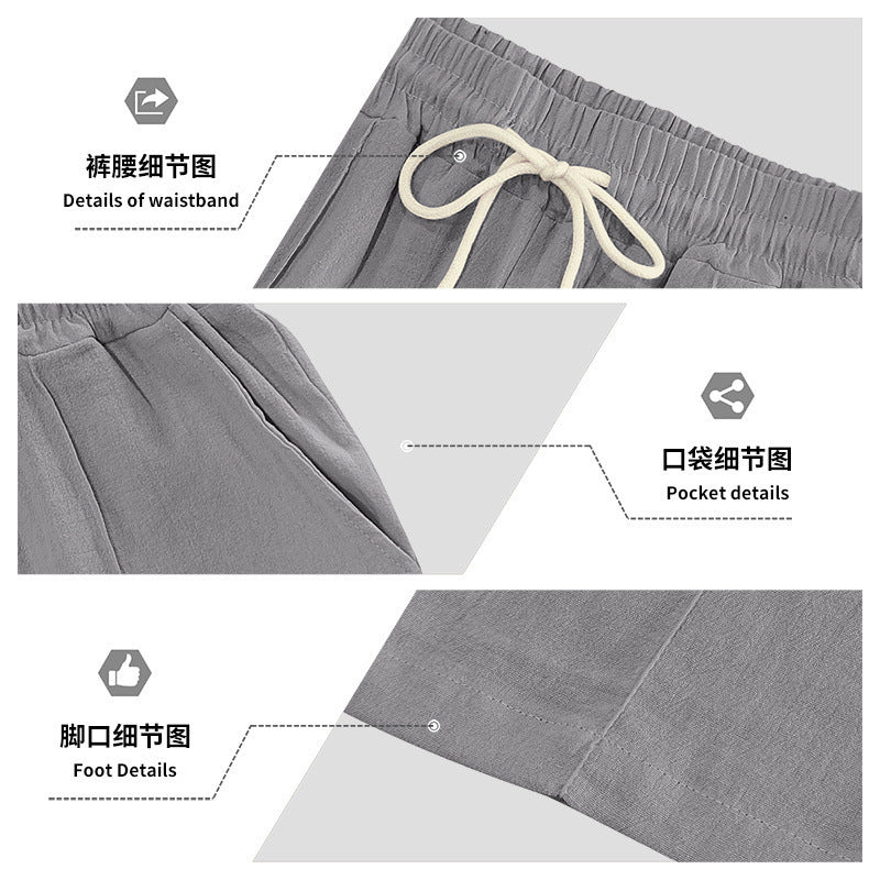 Men's breathable linen blend pants with drawstring, crease and straight leg Mune Fashion