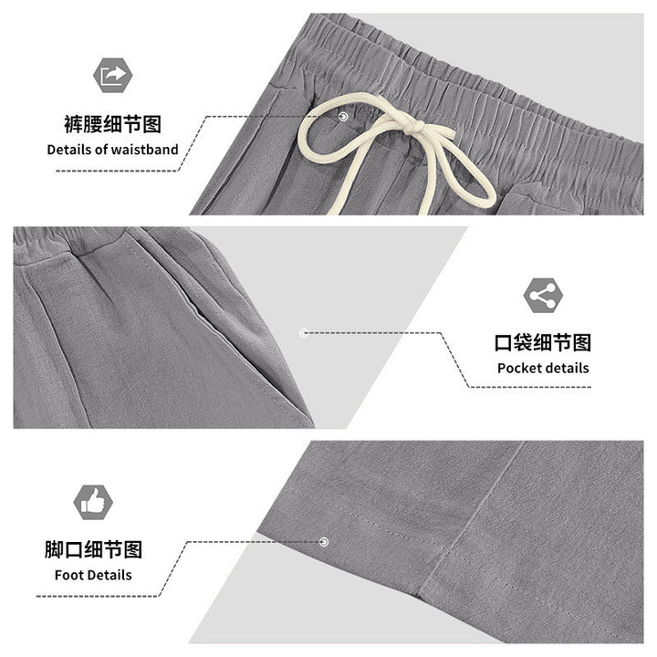 Men's breathable linen blend pants with drawstring, crease and straight leg Mune Fashion