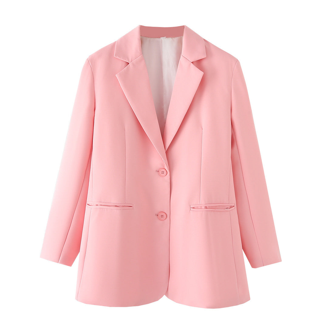 Women nan tailored oversized blazer with lapel collar, button closure and piped welt pockets Mune Fashion