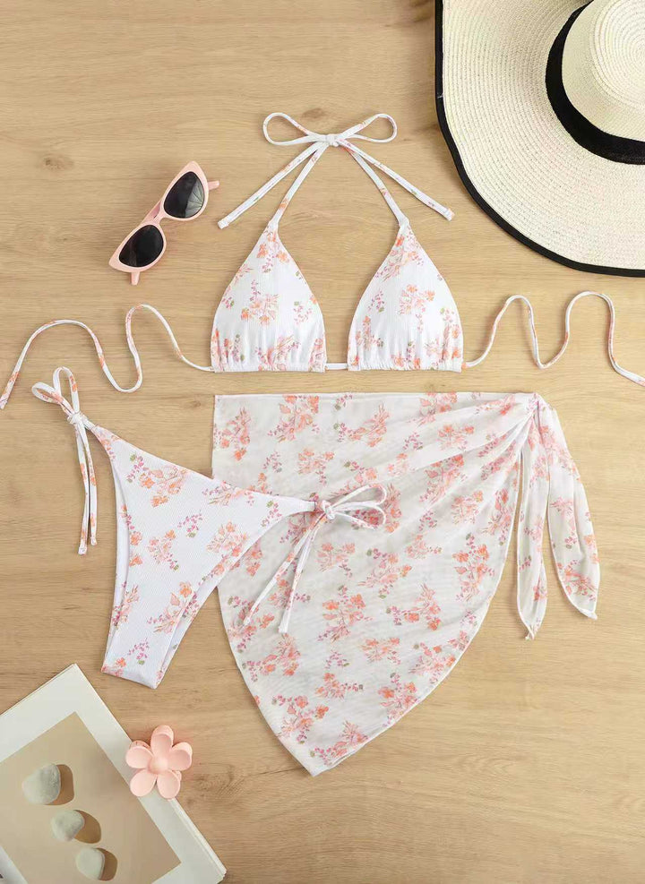 Women Bikini Set with Floral Wrap Skirt Mune Fashion