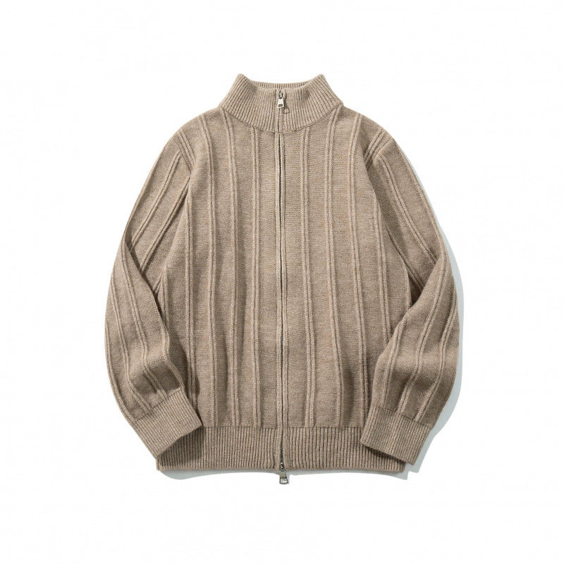 Unisex Zip Sweater with Stand-Up Collar and Vertical Structure Mune Fashion
