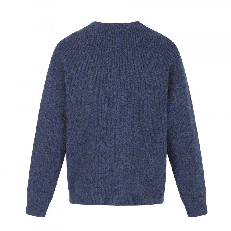 Unisex Boxy Knit Jacket with Round Neck, Continuous Button Placket and Fine Waffle Structure Mune Fashion