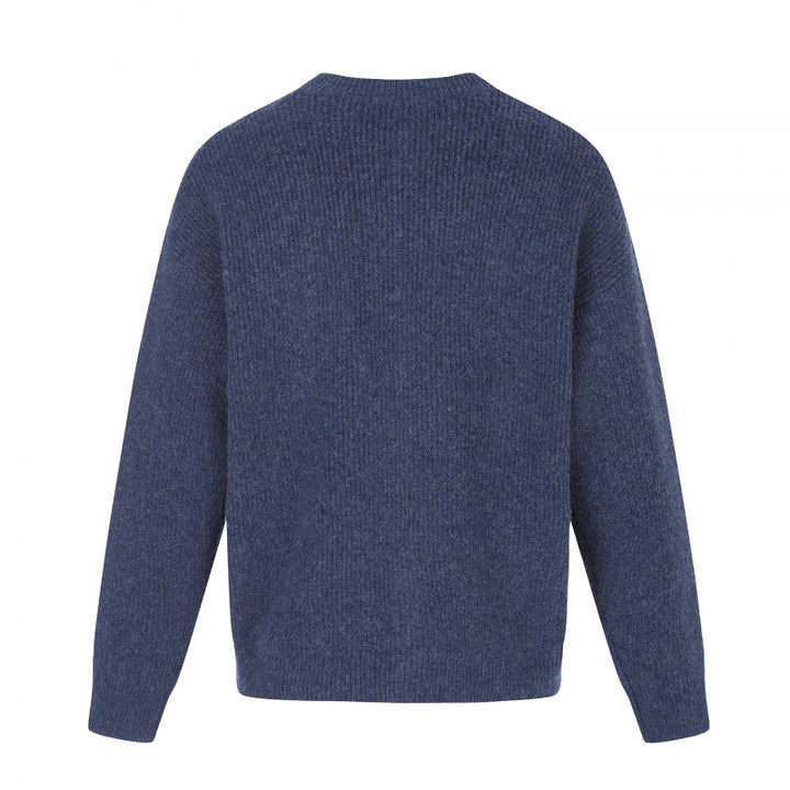 Unisex Boxy Knit Jacket with Round Neck, Continuous Button Placket and Fine Waffle Structure Mune Fashion