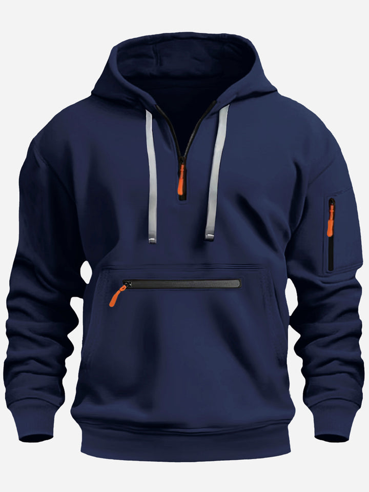Men's nan technical half-zip hoodie with front zip pocket and sleeve pocket Mune Fashion