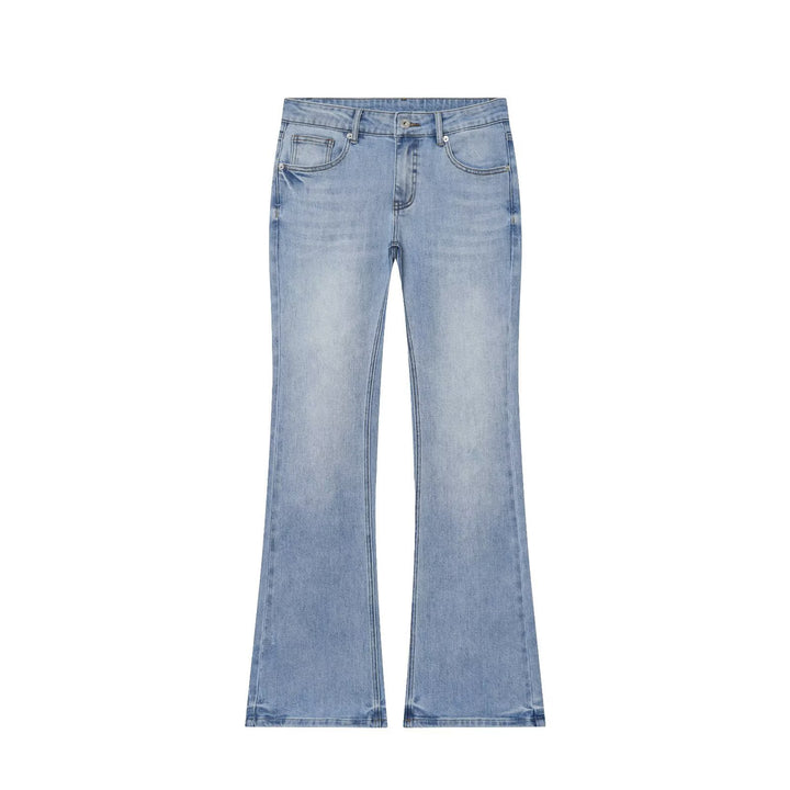 Women's High-Waisted Flare Jeans with Subtle Wash and Five-Pocket Design Mune Fashion