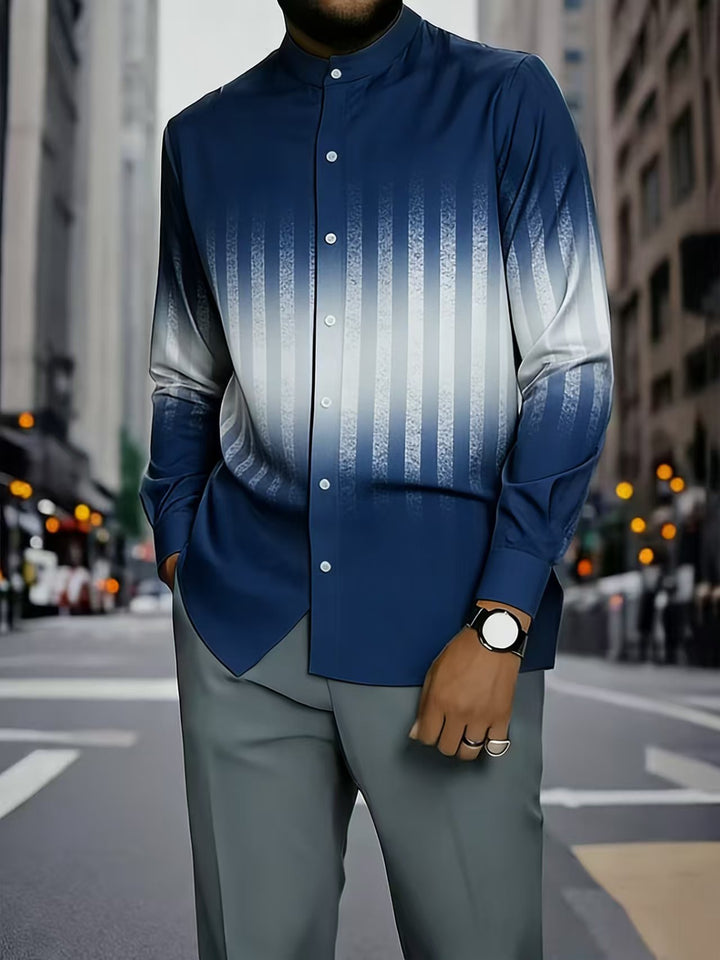 Men's Elegant Long Sleeve Shirt with Unique Texture Pattern Mune Fashion