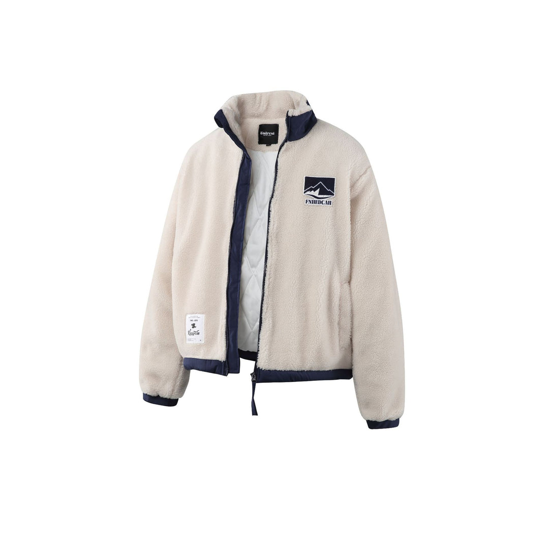 Men's Teddy Fleece Jacket with Stand-Up Collar, Full Zip and Contrast Trim Mune Fashion