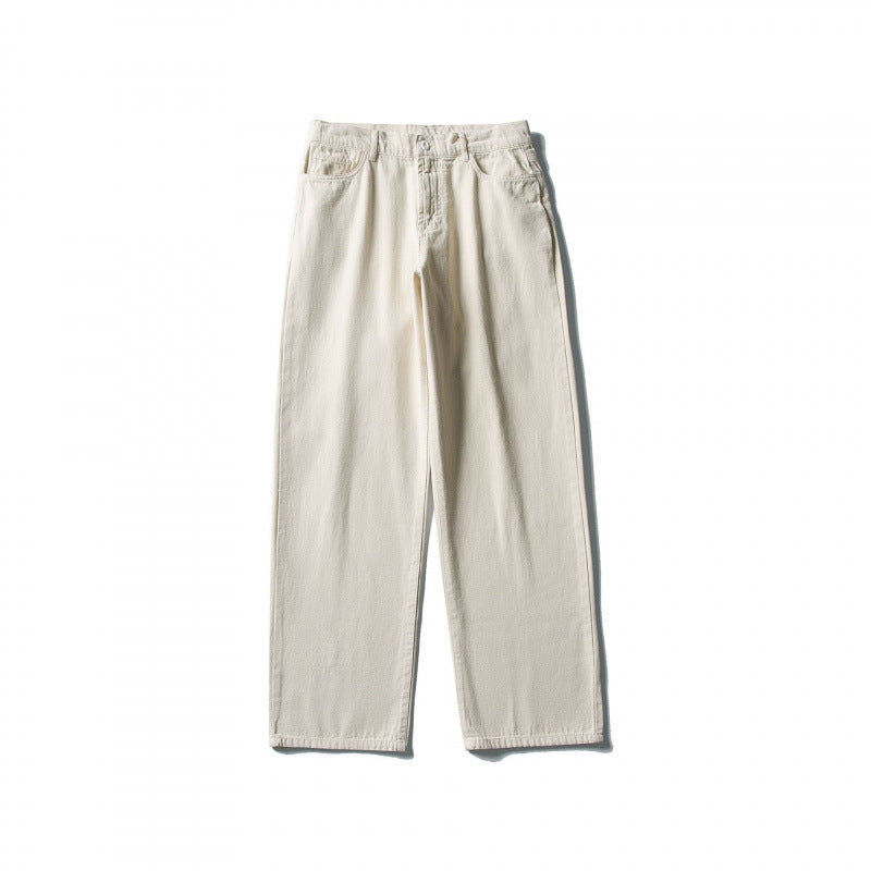 Men Straight Cut Comfort Canvas Pants with High Waist Mune Fashion