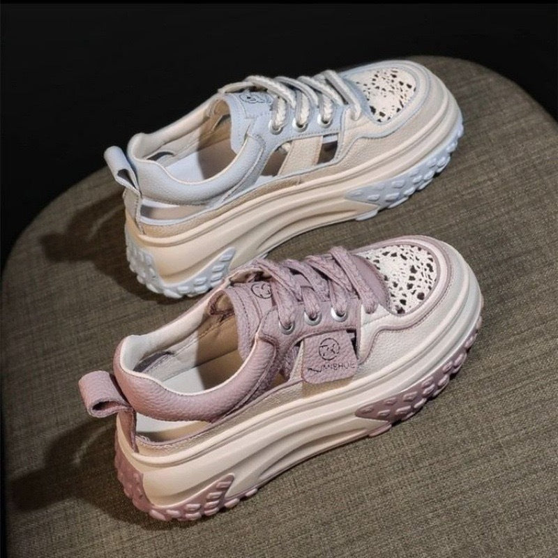 Women's Stylish Sneakers with Airy Perforations and Cushioning Sole Mune Fashion