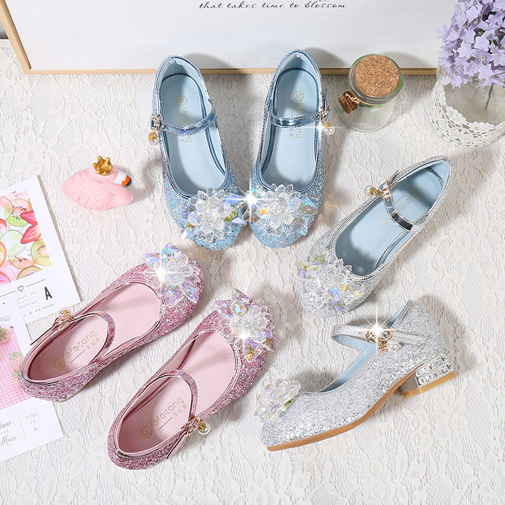 Girls' ballerinas with sparkling crystal flowers and glitter Mune Fashion