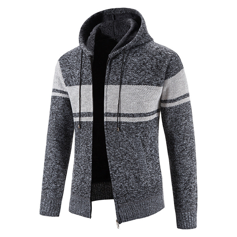 Men's padded knitted hoodie with teddy lining, full zipper and drawstring Mune Fashion
