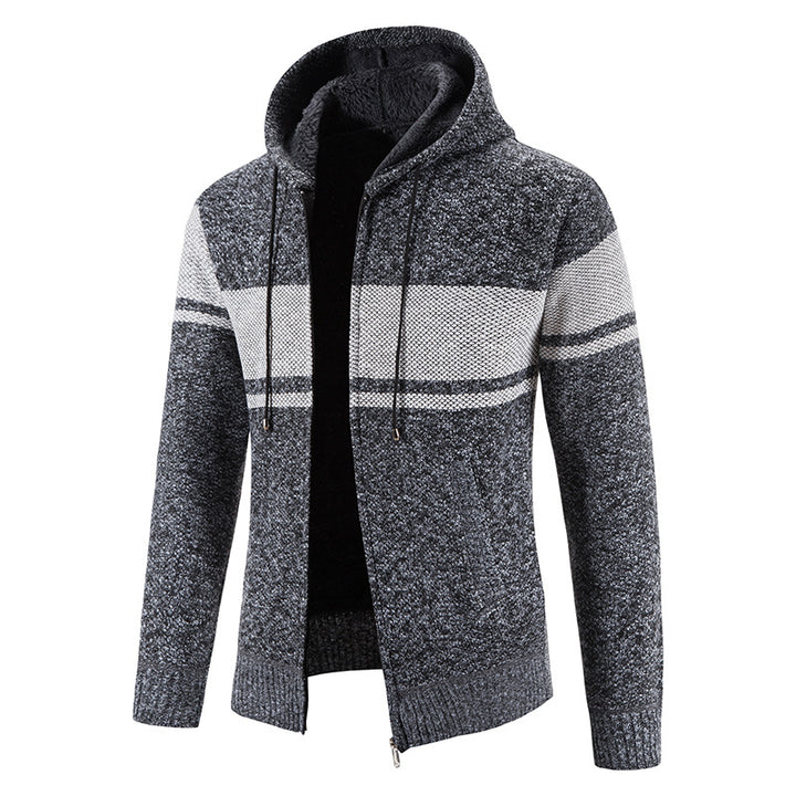 Men's padded knitted hoodie with teddy lining, full zipper and drawstring Mune Fashion