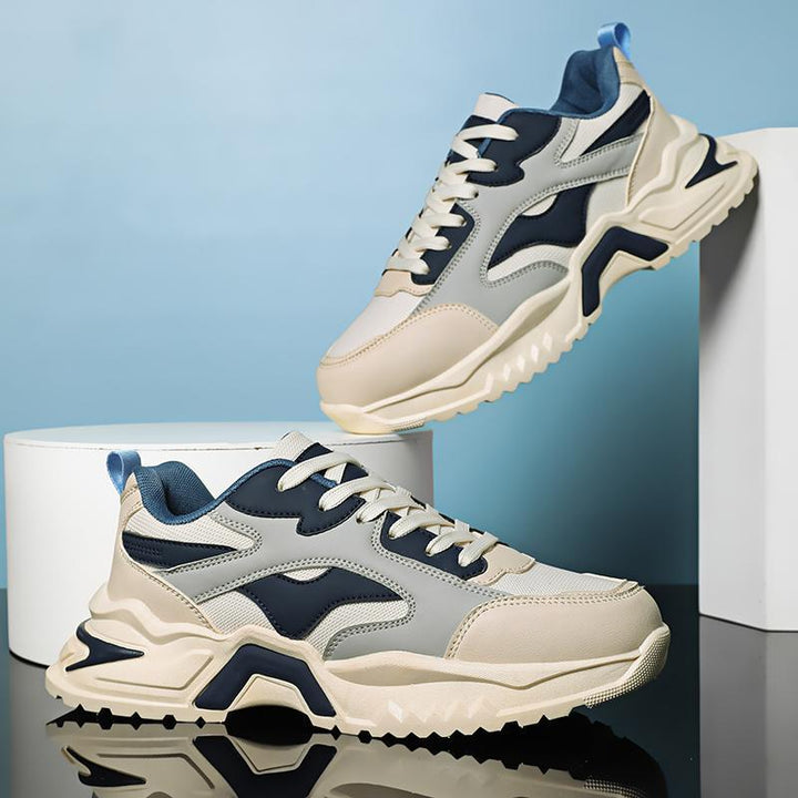Men's Chunky Retro Sneaker with Wave Overlay and Sturdy Profile Sole Mune Fashion