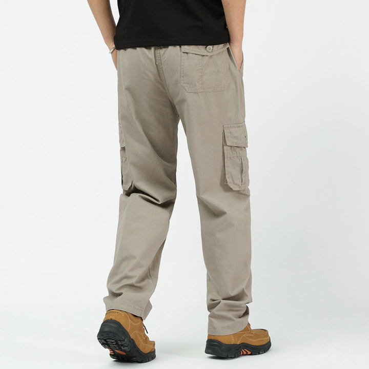 Men's Loose Cargo Leisure Pants with Drop Crotch, Elastic Waistband & Multi-Pockets Mune Fashion