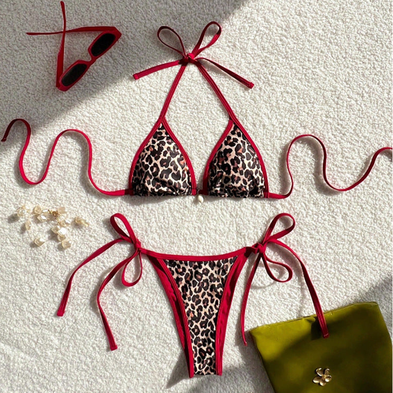 Women's triangle bikini with animal print and side ties Mune Fashion
