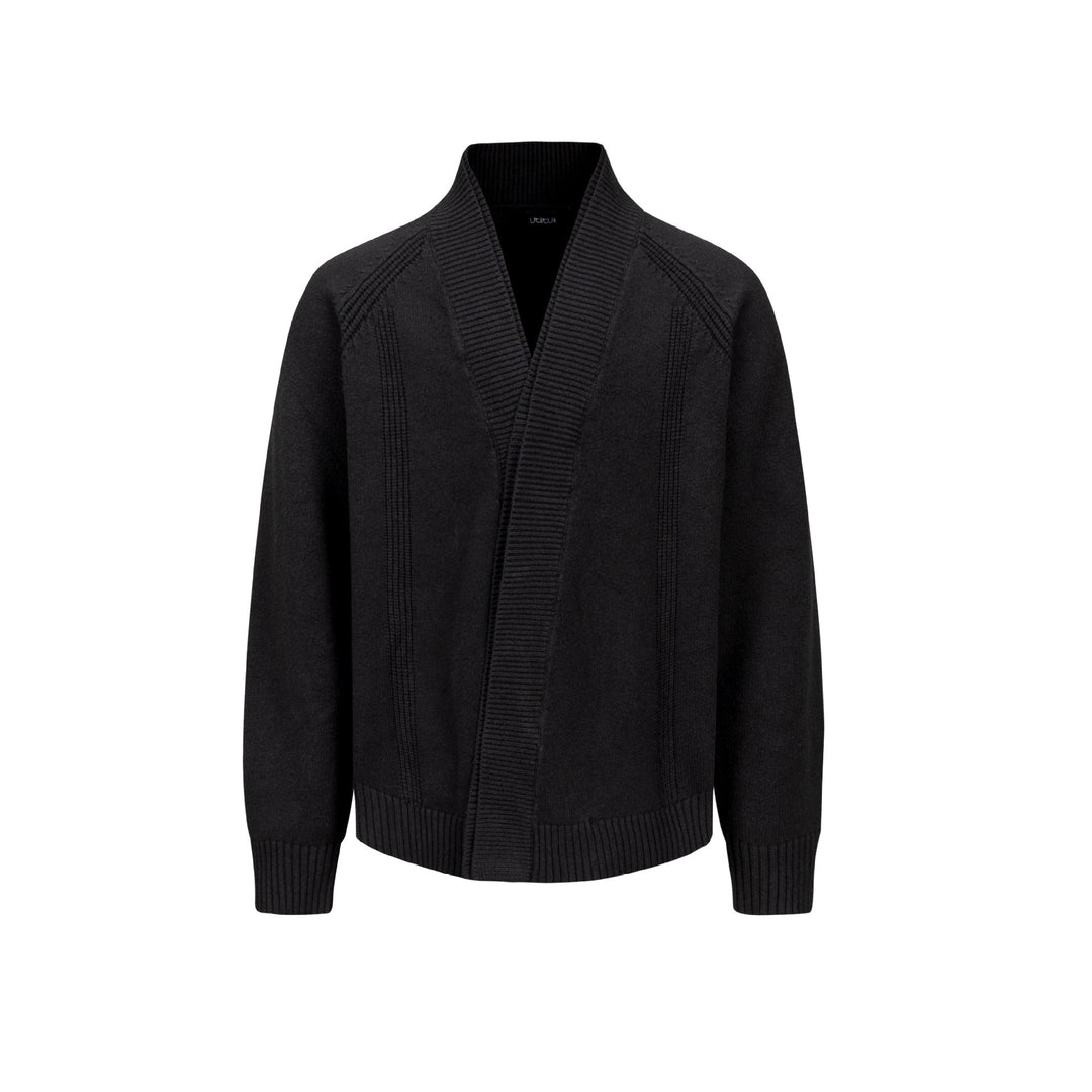 Men's chunky knit cardigan with shawl collar and ribbed cuffs Mune Fashion