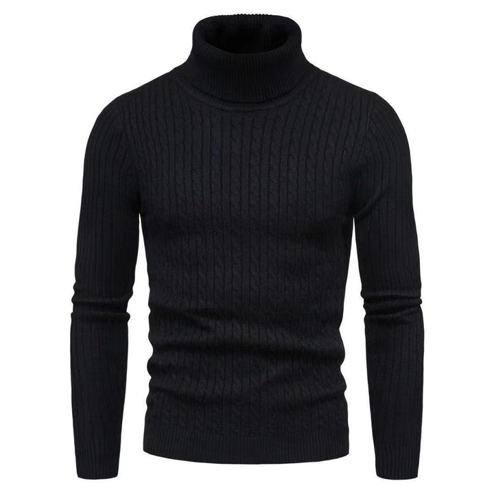 Men's slim turtleneck sweater with cable structure, fine rib knit and elastic cuffs Mune Fashion