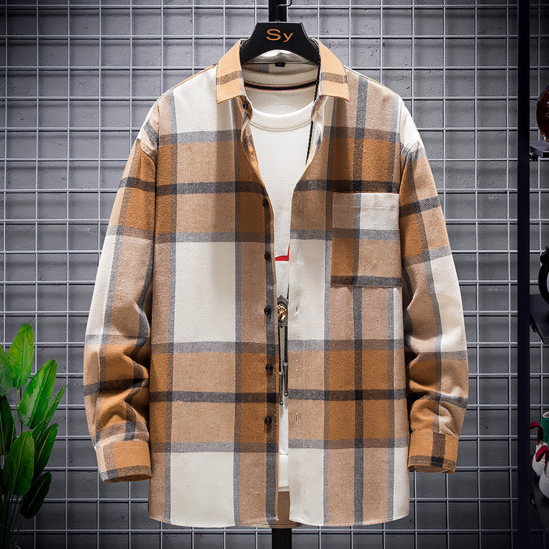 Men's checkered flannel shirt jacket in oversized cut with patch chest pocket Mune Fashion