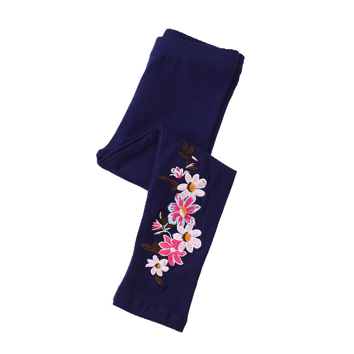 Girls' leggings with floral embroidery design Mune Fashion