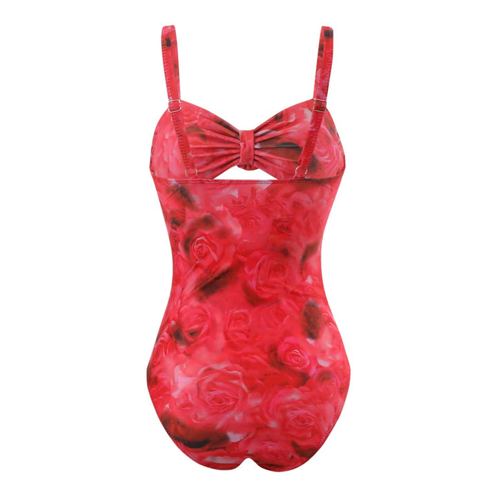Women's one-piece swimsuit with floral design and transparent overlay Mune Fashion