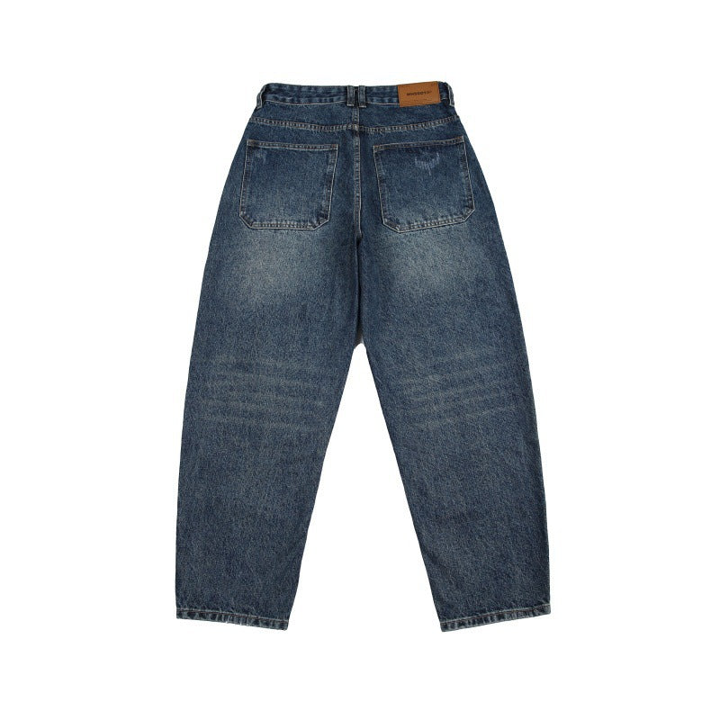 Unisex Wide Jeans with High Waist, Distinctive Seam Panels and Tapered Cropped Silhouette Mune Fashion