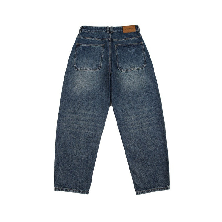 Unisex Wide Jeans with High Waist, Distinctive Seam Panels and Tapered Cropped Silhouette Mune Fashion
