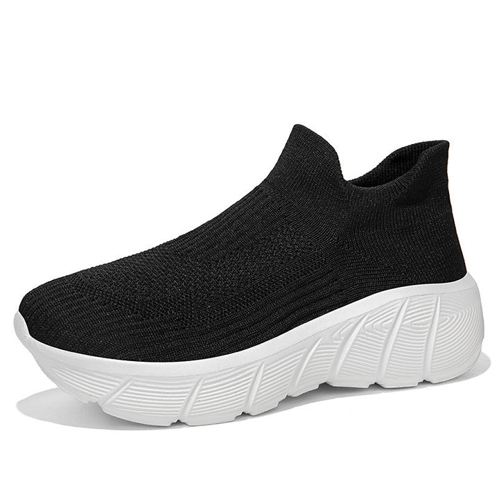 Unisex nan seamless knit slip-on shoe with sculpted platform outsole and orthopedically shaped heel support Mune Fashion
