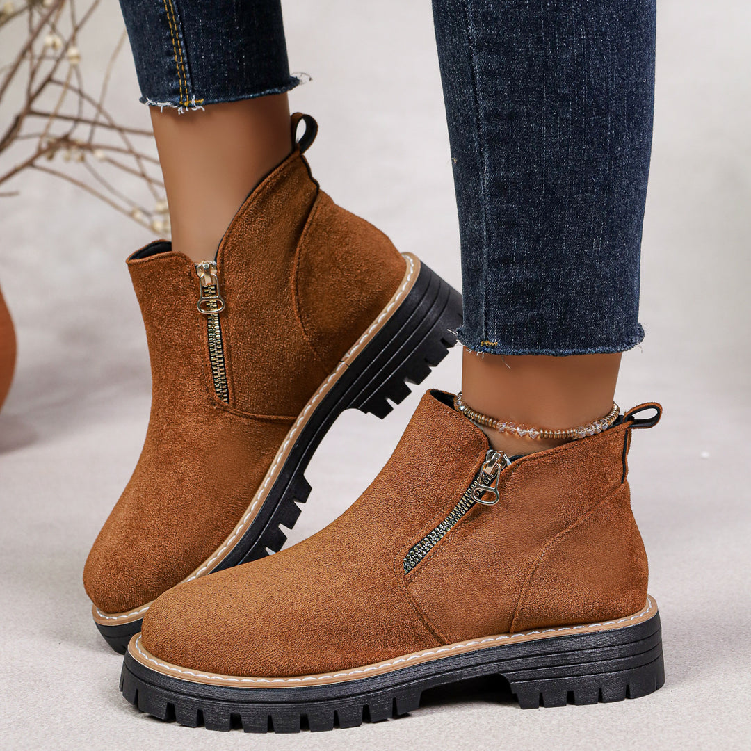 Women Stylish Ankle Boots with Zipper Mune Fashion