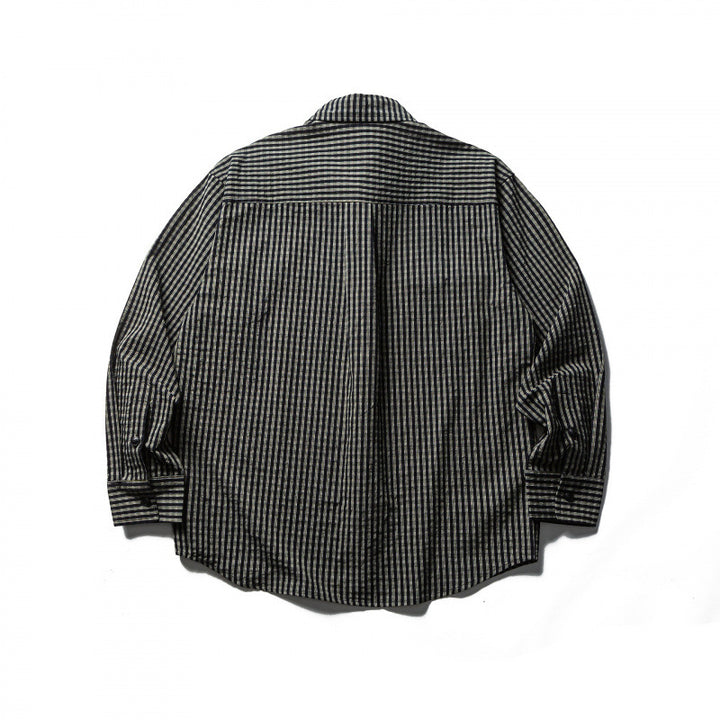 Men's Boxy Overshirt made of lightweight cotton blend with fine check pattern and chest flap pockets Mune Fashion