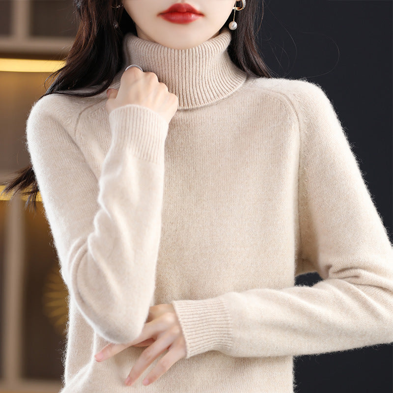 Women's Soft High Collar Sweater made of fluffy Wool Mix with Raglan Sleeves Mune Fashion